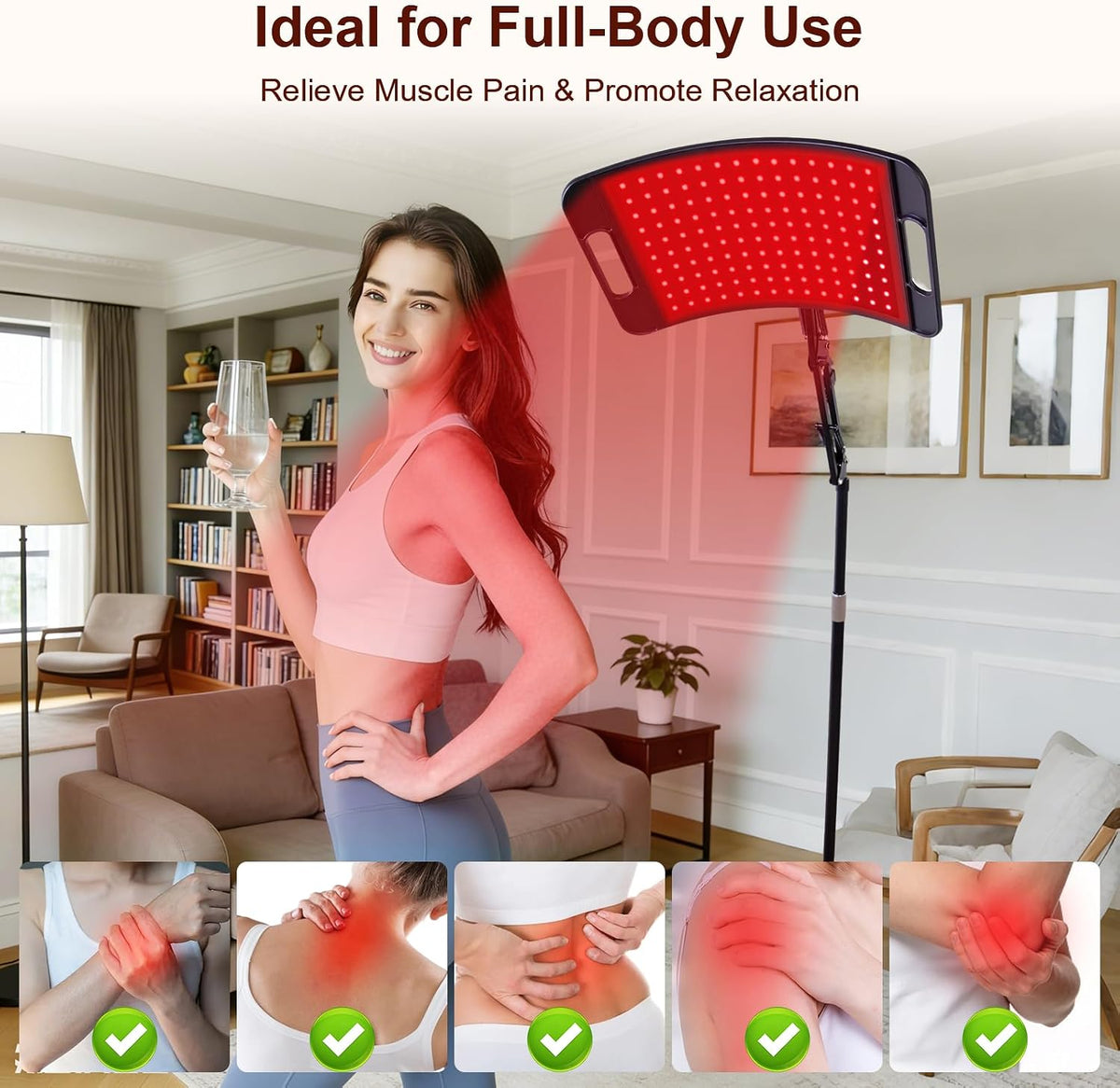 Red Light Therapy for Body and Face, Red Light Panel with 660Nm & 850Nm Leds, Infrared Light Therapy Lamp with Adjustable Stand, Red Light-Therapy at Home with Eyes Protection Goggles