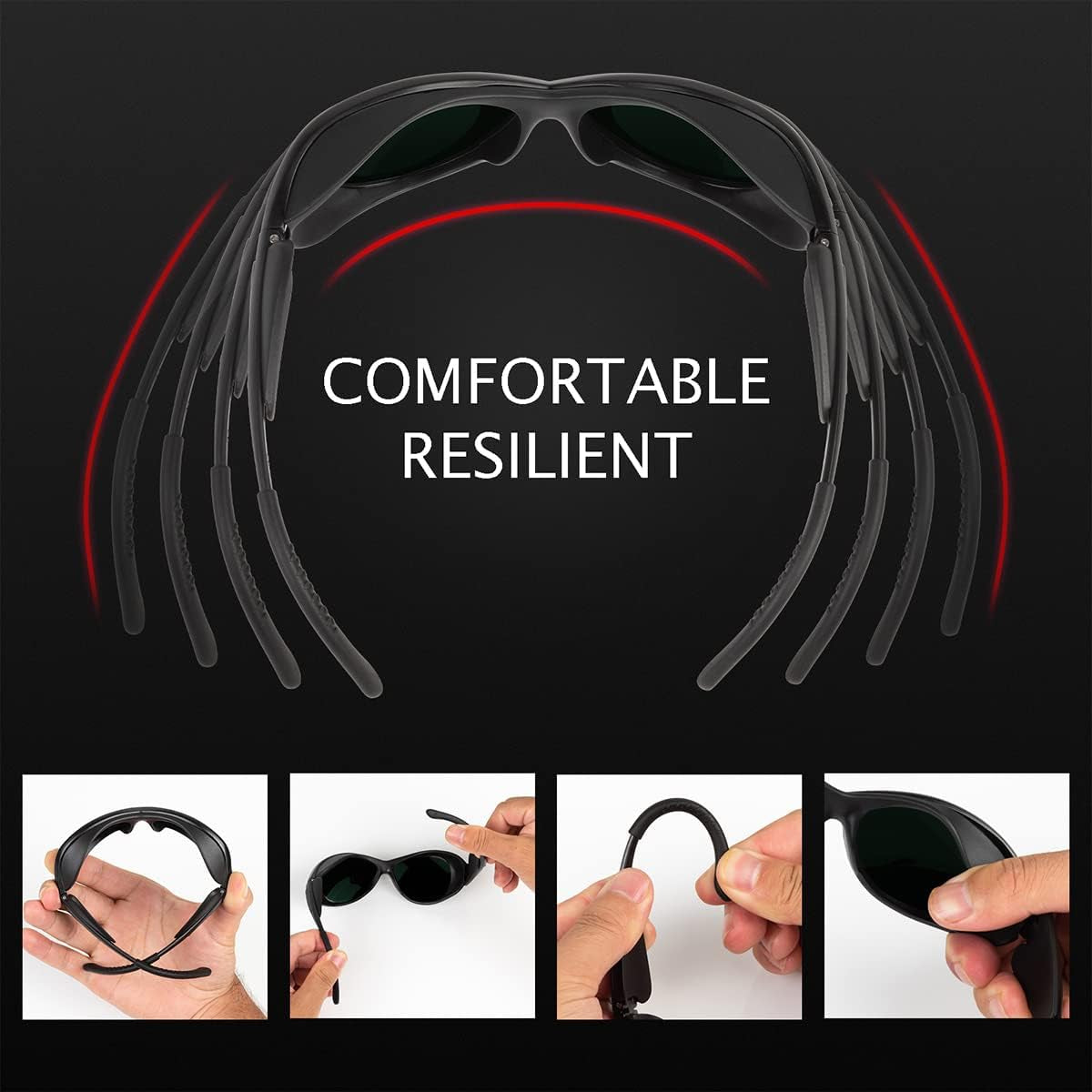 Red Light Therapy Glasses, Eye Protection Goggles for 660Nm 850Nm NIR, OD3+