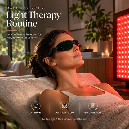 Red Light Therapy Glasses, Eye Protection Goggles for 660Nm 850Nm NIR, OD3+