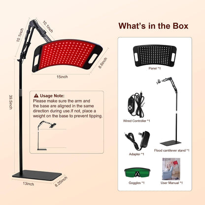 Red Light Therapy for Body and Face, Red Light Panel with 660Nm & 850Nm Leds, Infrared Light Therapy Lamp with Adjustable Stand, Red Light-Therapy at Home with Eyes Protection Goggles