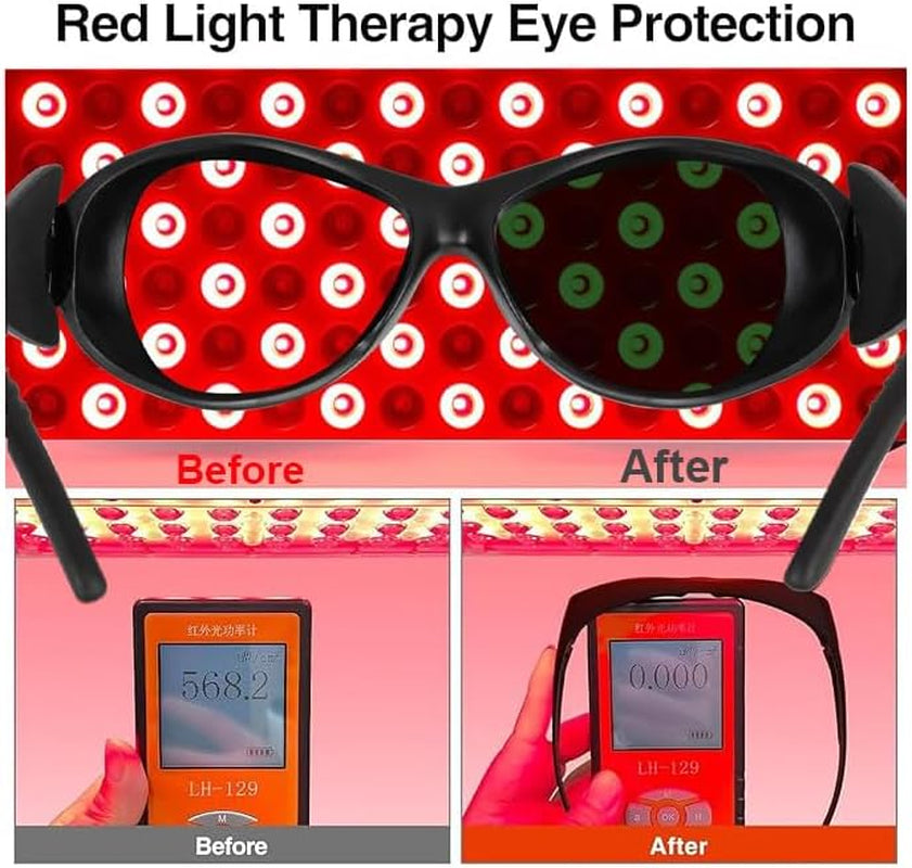 Red Light Therapy Glasses, Eye Protection Goggles for 660Nm 850Nm NIR, OD3+