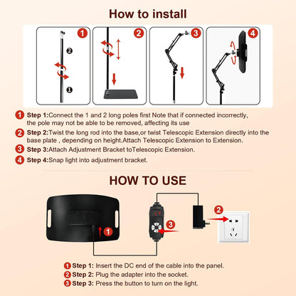 Red Light Therapy for Body and Face, Red Light Panel with 660Nm & 850Nm Leds, Infrared Light Therapy Lamp with Adjustable Stand, Red Light-Therapy at Home with Eyes Protection Goggles